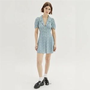 Urban Outfitters Crowley Blue Floral Collared Mini Dress SP